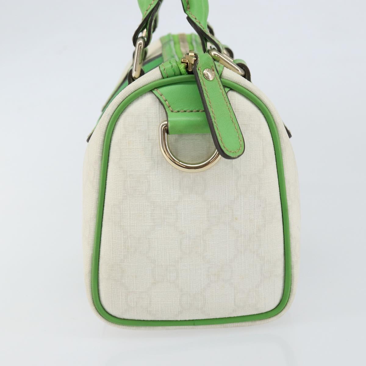 GUCCI GG Supreme Sherry Line Boston Bag PVC White Gold Green 190257 Auth gh1133
