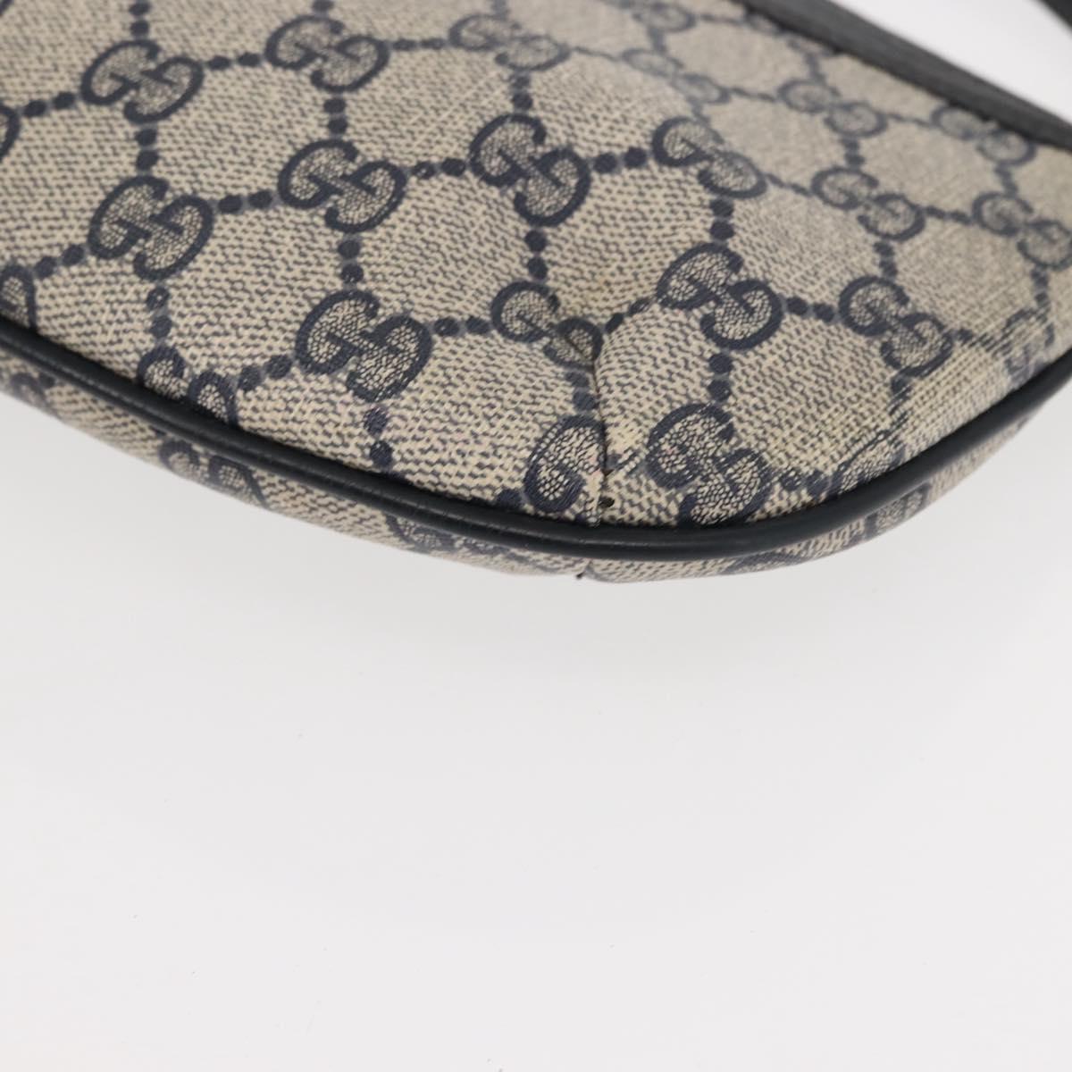 GUCCI GG Supreme Shoulder Bag PVC Leather Navy Gold 904 02 020 Auth gh1135