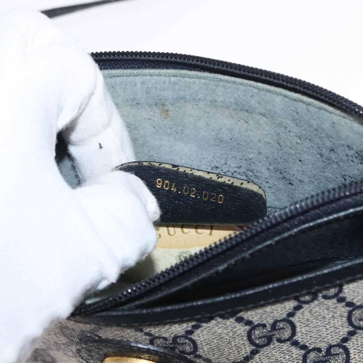 GUCCI GG Supreme Shoulder Bag PVC Leather Navy Gold 904 02 020 Auth gh1135