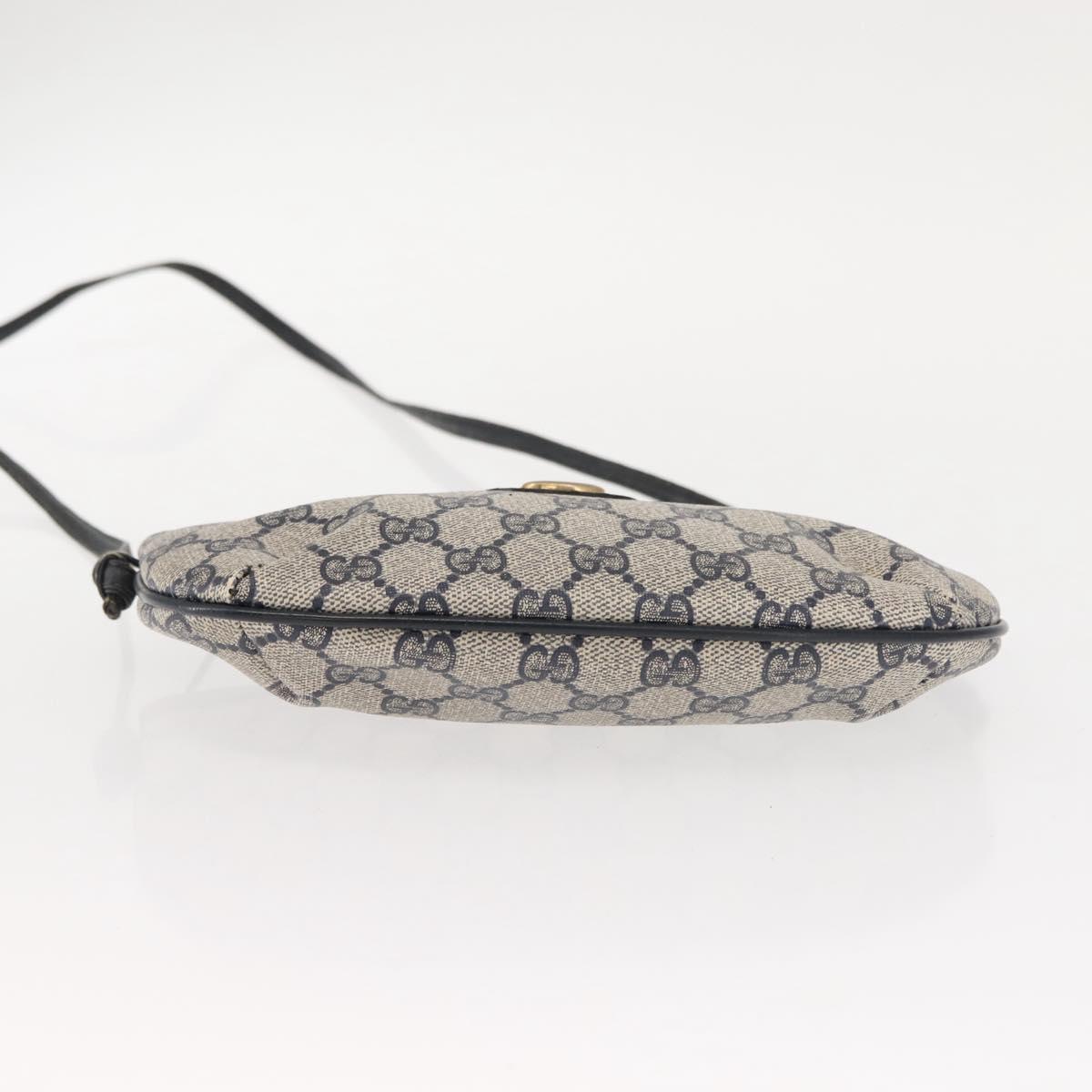 GUCCI GG Supreme Shoulder Bag PVC Leather Navy Gold 904 02 020 Auth gh1135