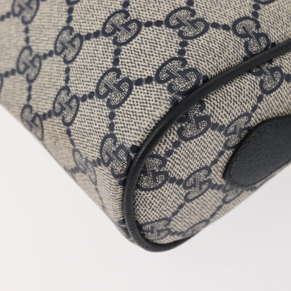 GUCCI GG Supreme Sherry Line Shoulder Bag PVC Navy Gold 119 02 087 Auth gh1136