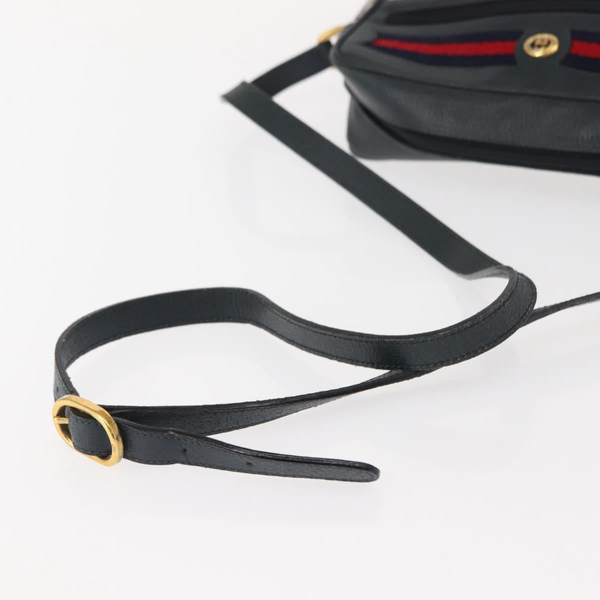 GUCCI GG Supreme Sherry Line Shoulder Bag PVC Navy Gold 119 02 087 Auth gh1136