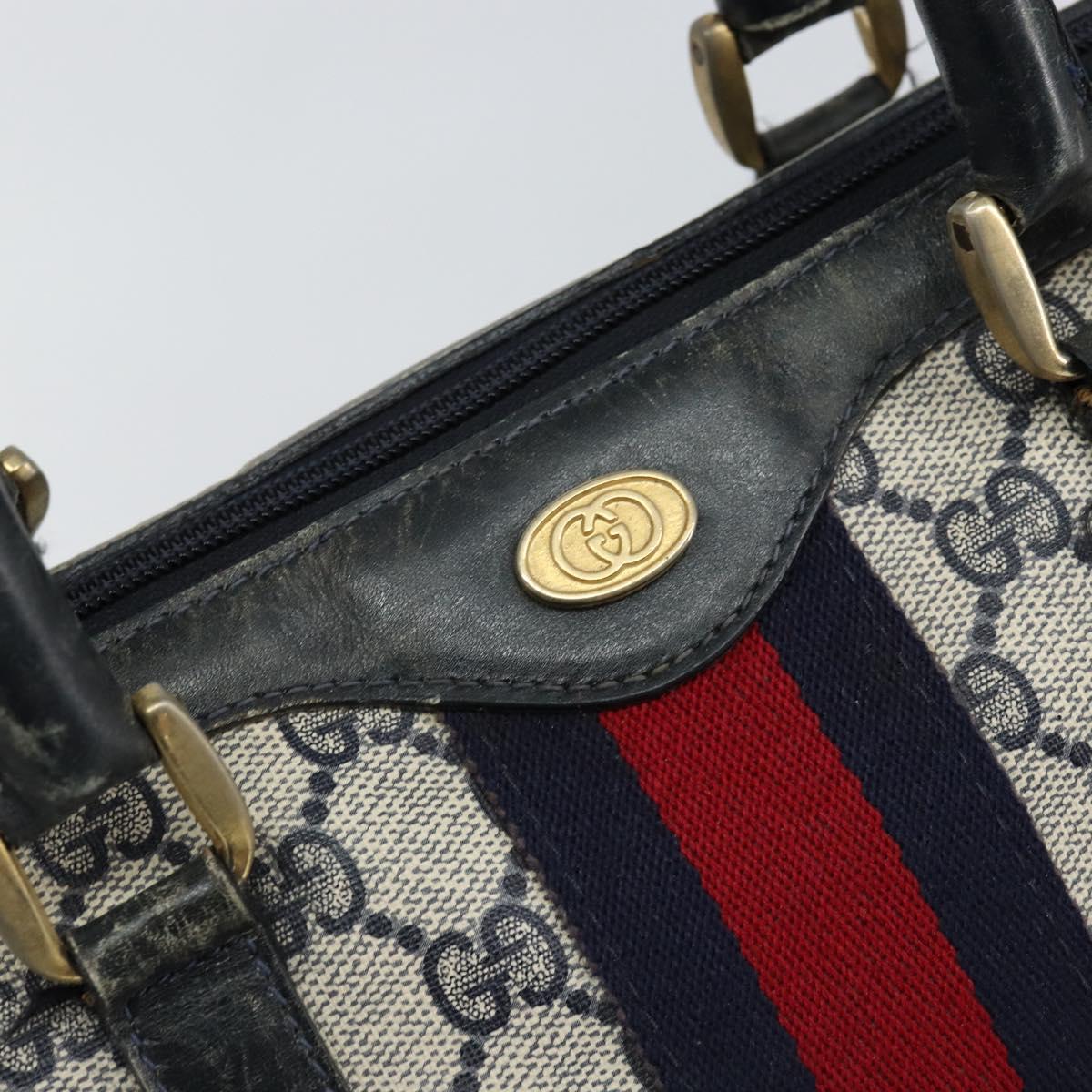 GUCCI GG Supreme Sherry Line Hand Bag PVC Navy Gold 012 3842 58 Auth gh1137
