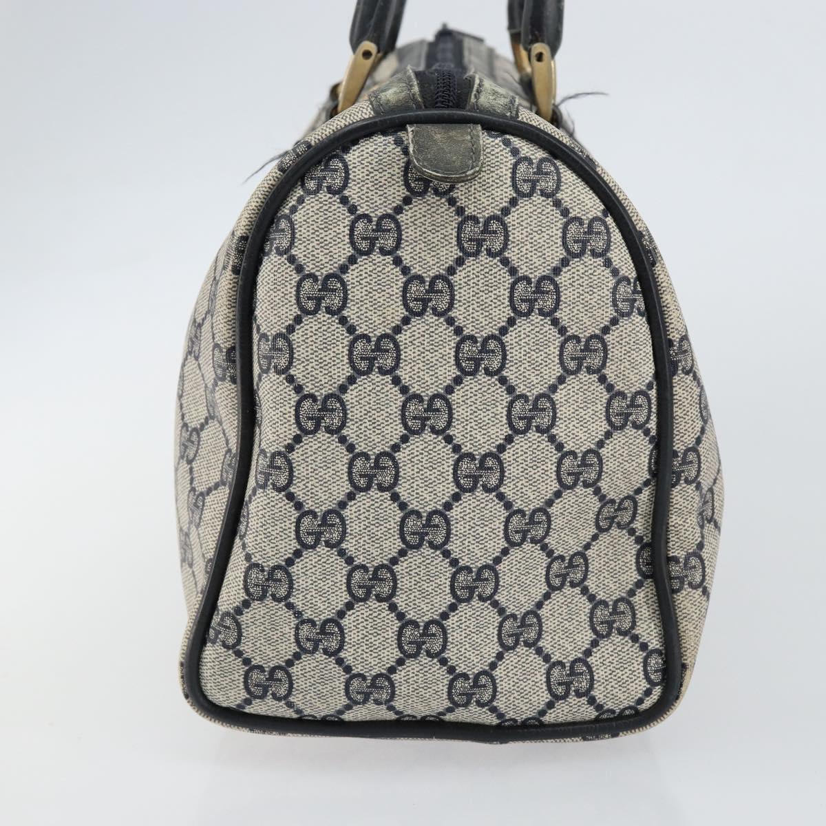 GUCCI GG Supreme Sherry Line Hand Bag PVC Navy Gold 012 3842 58 Auth gh1137