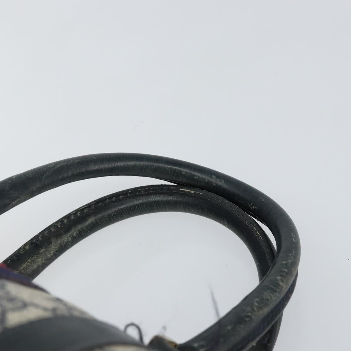 GUCCI GG Supreme Sherry Line Hand Bag PVC Navy Gold 012 3842 58 Auth gh1137