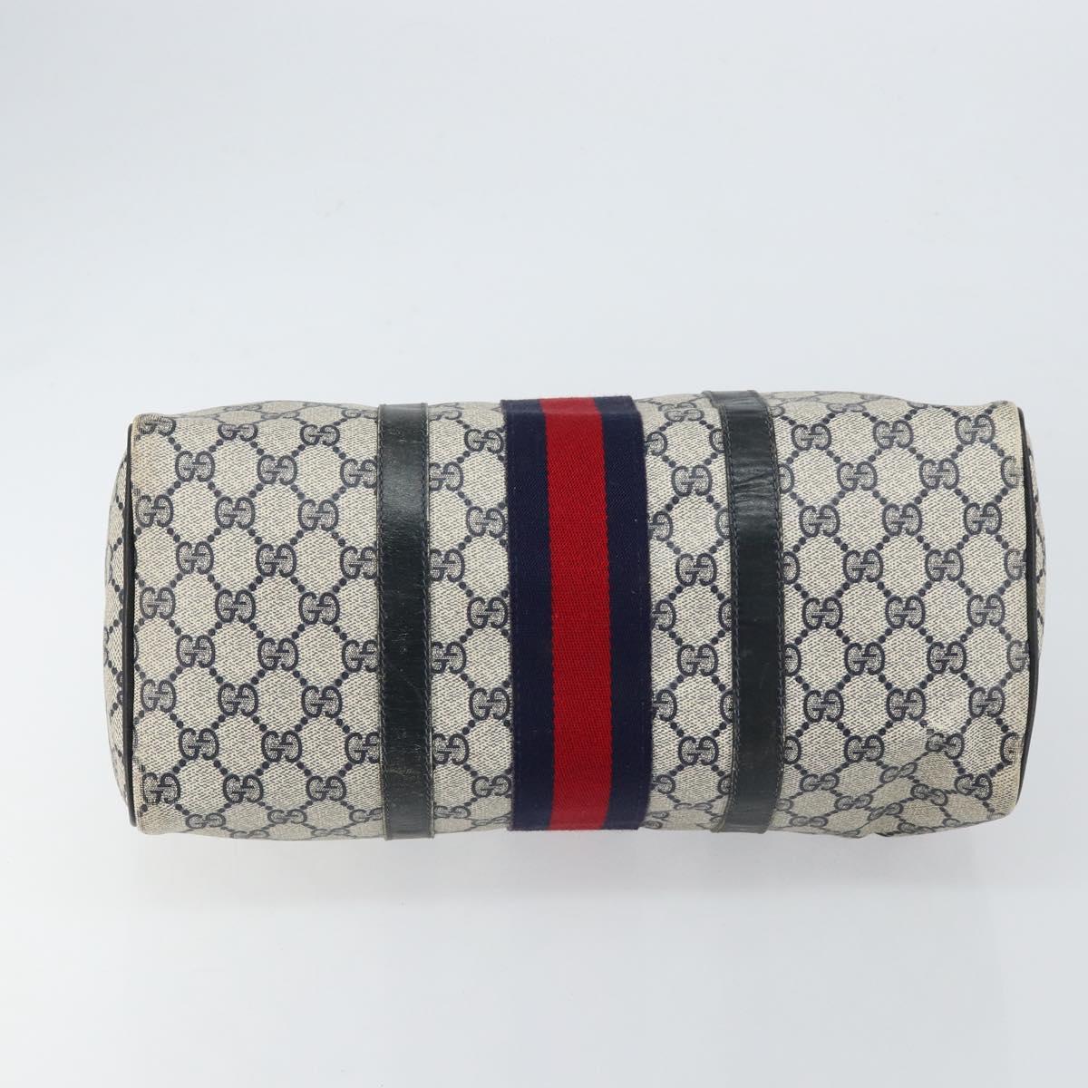 GUCCI GG Supreme Sherry Line Hand Bag PVC Navy Gold 012 3842 58 Auth gh1137