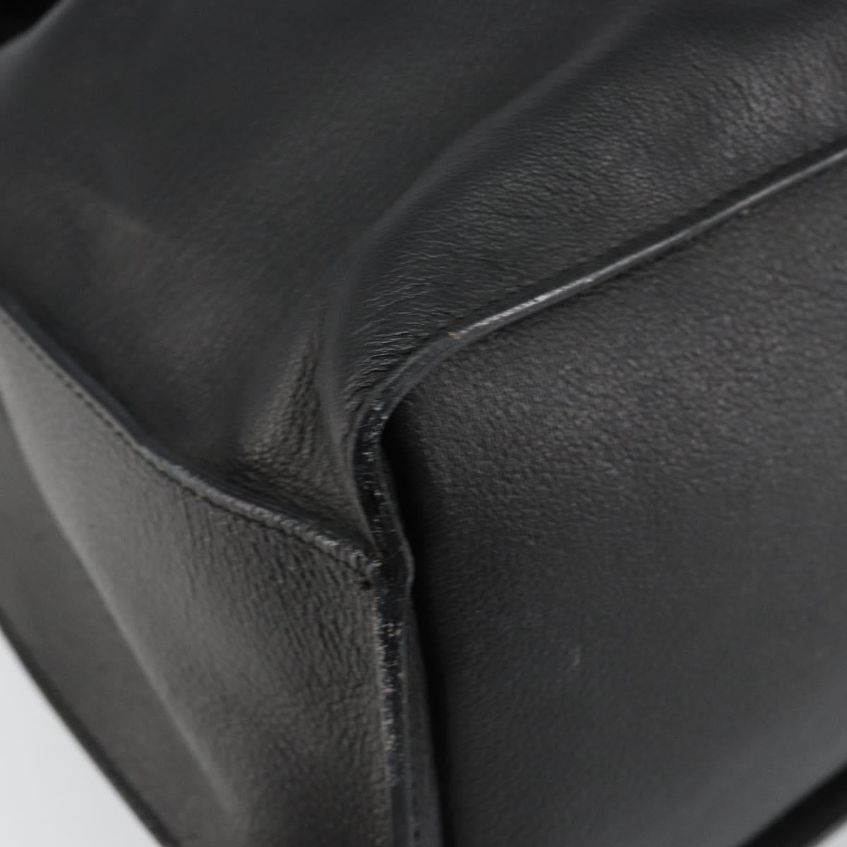 GUCCI Shoulder Bag Leather Black Gold Auth gh1143