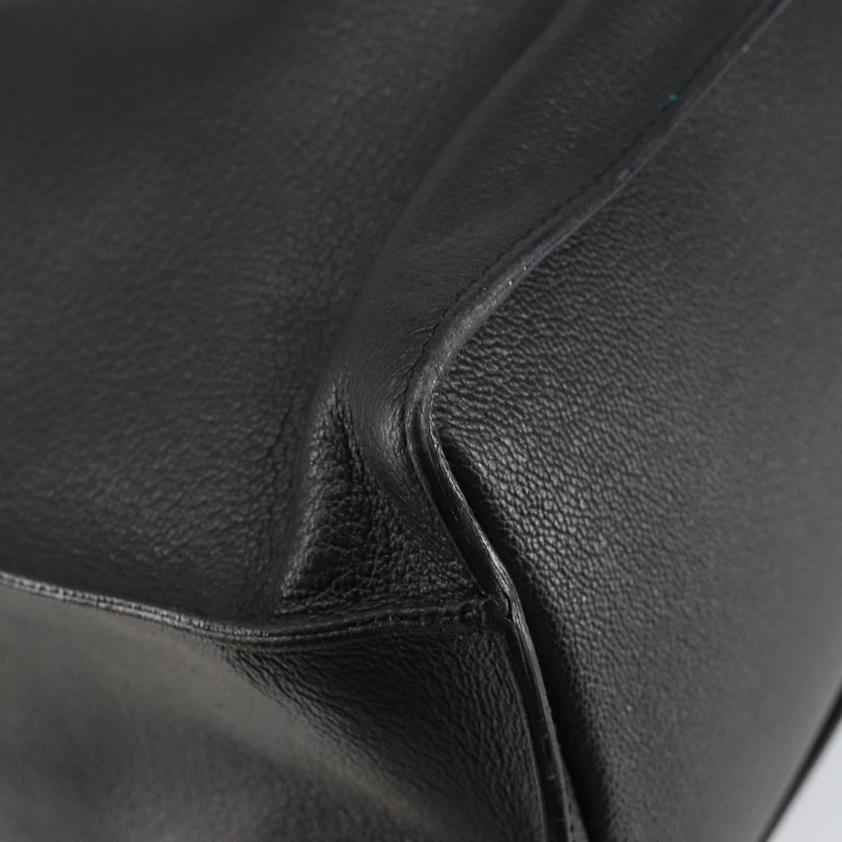 GUCCI Shoulder Bag Leather Black Gold Auth gh1143