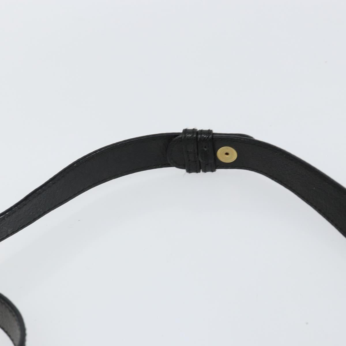 GUCCI Shoulder Bag Leather Black Gold Auth gh1143