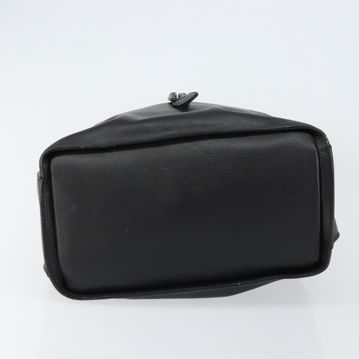 GUCCI Shoulder Bag Leather Black Gold Auth gh1143