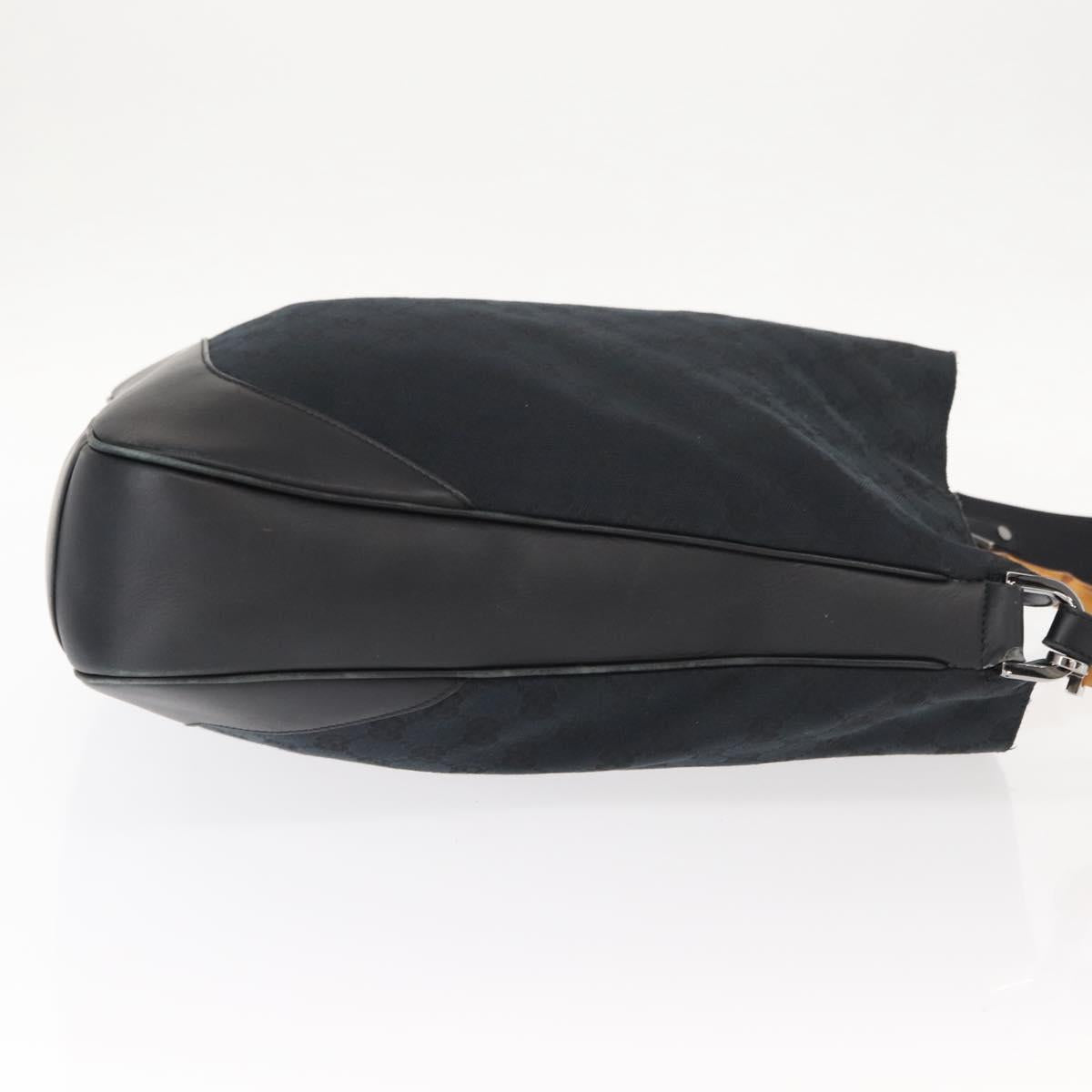 GUCCI GG Canvas Bamboo Shoulder Bag 2way Black Silver 001 4058 1705 Auth gh1144
