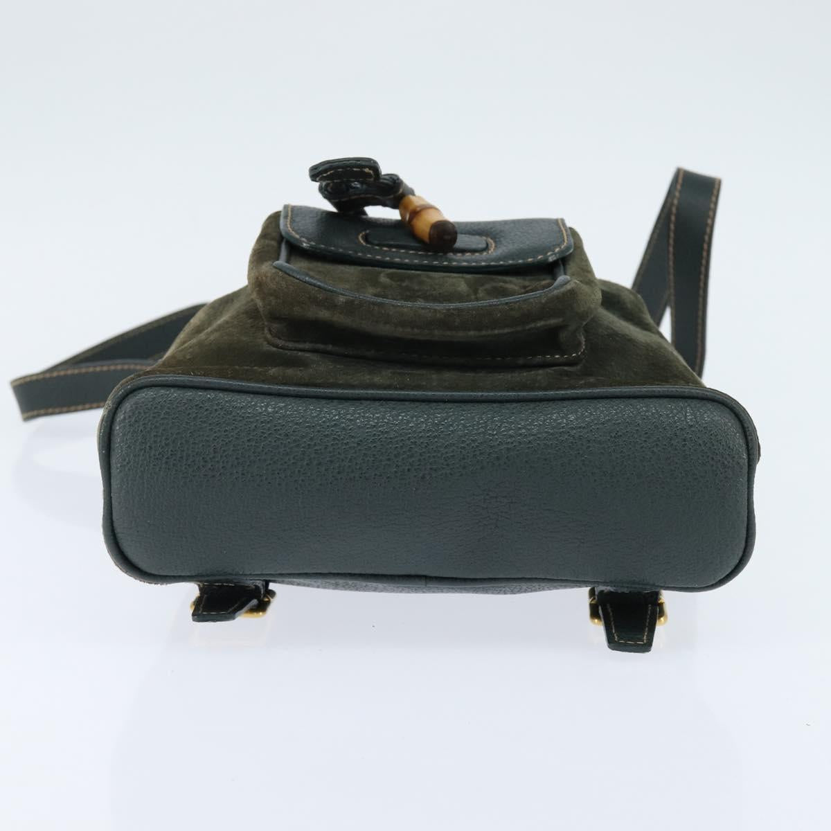 GUCCI Bamboo Backpack Suede Khaki Gold 003 58 0030 Auth gh1145