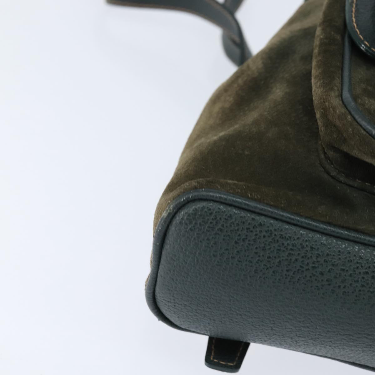 GUCCI Bamboo Backpack Suede Khaki Gold 003 58 0030 Auth gh1145