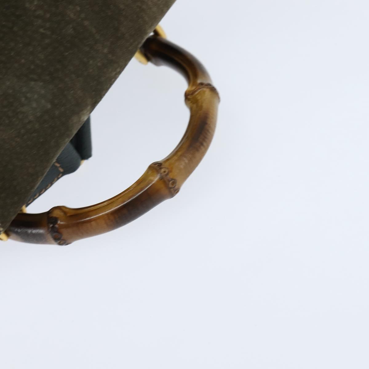 GUCCI Bamboo Backpack Suede Khaki Gold 003 58 0030 Auth gh1145