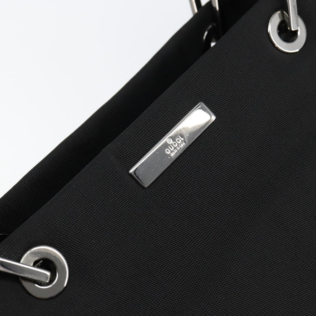 GUCCI Bamboo Hand Bag Nylon Black Silver 002 1010 Auth gh1148