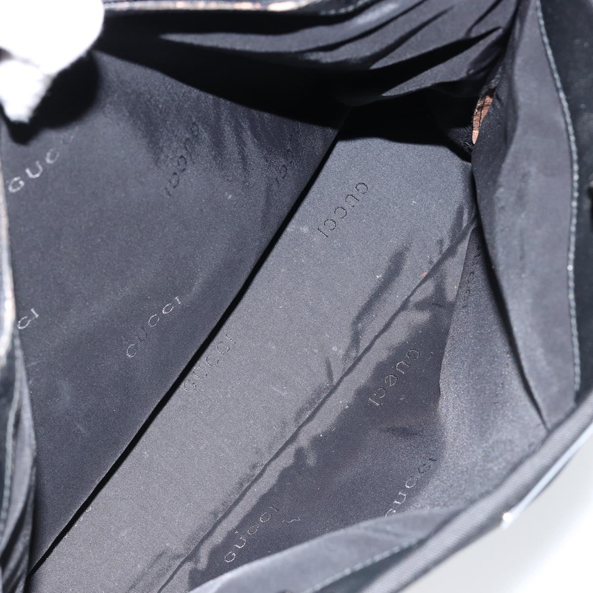 GUCCI Bamboo Hand Bag Nylon Black Silver 002 1010 Auth gh1148