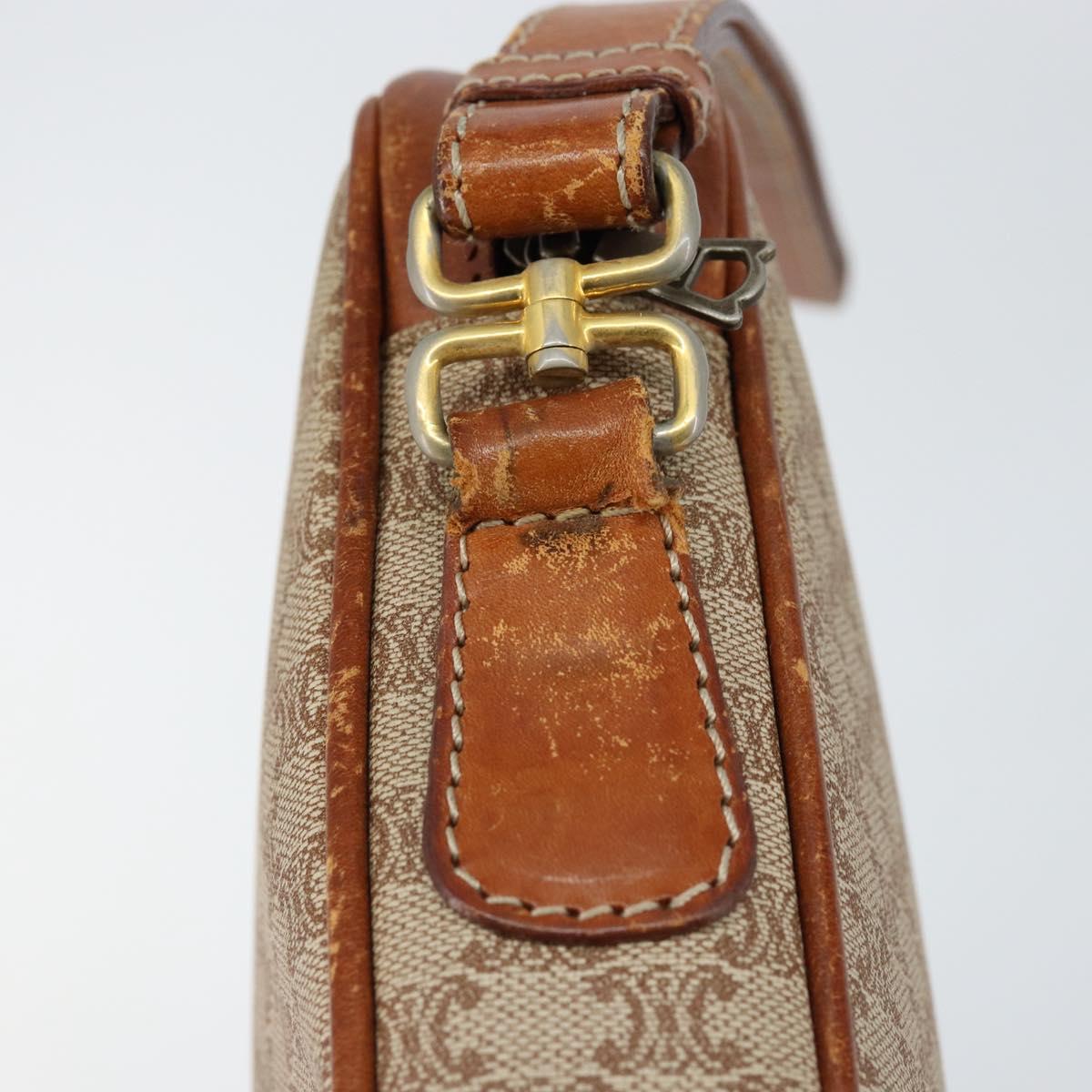 CELINE Macadam Canvas Clutch Bag PVC Beige Gold Auth gh1151