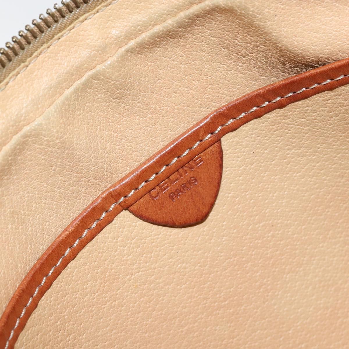 CELINE Macadam Canvas Clutch Bag PVC Beige Gold Auth gh1151