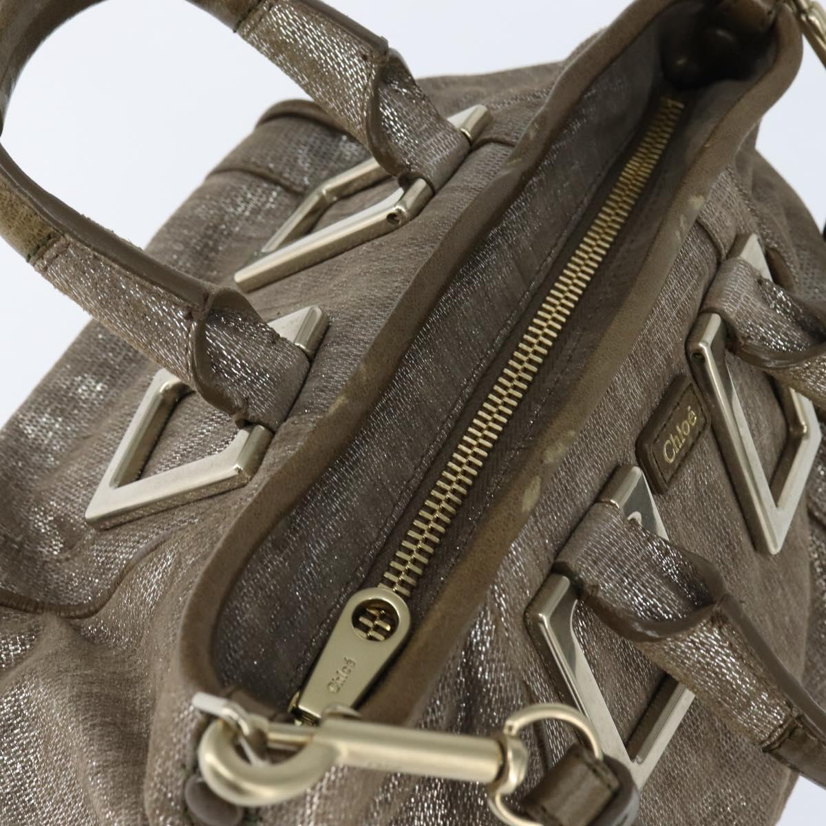 Chloe Etel Hand Bag Leather 2way Beige Gold Auth gh1152