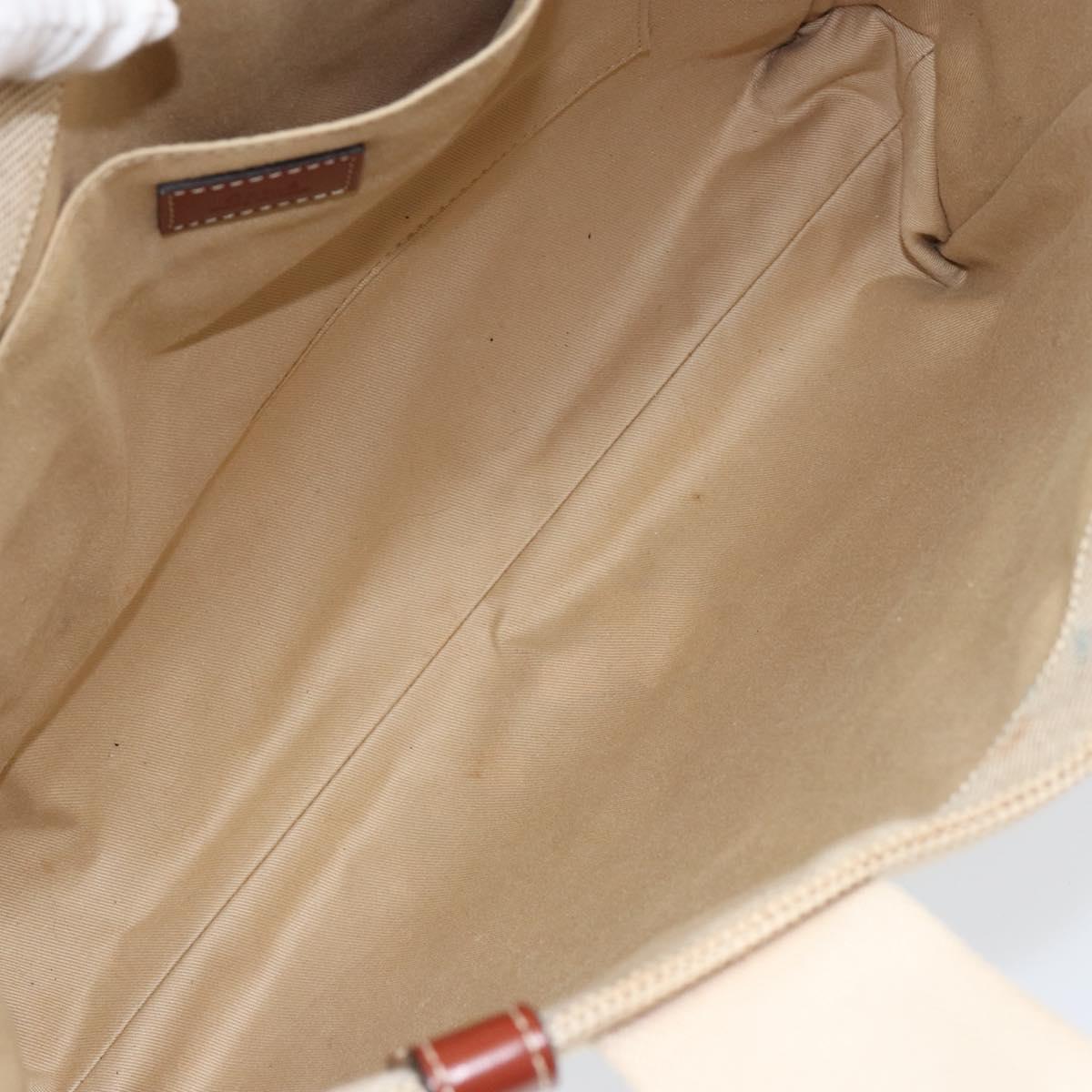 Chloe Woody La Tote Bag Canvas Leather Beige Brown Auth gh1153