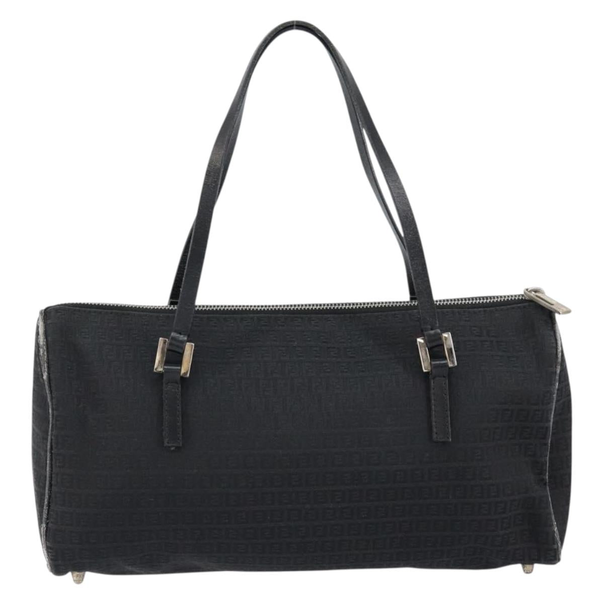 FENDI Zucchino Canvas Hand Bag Black Auth gh1154