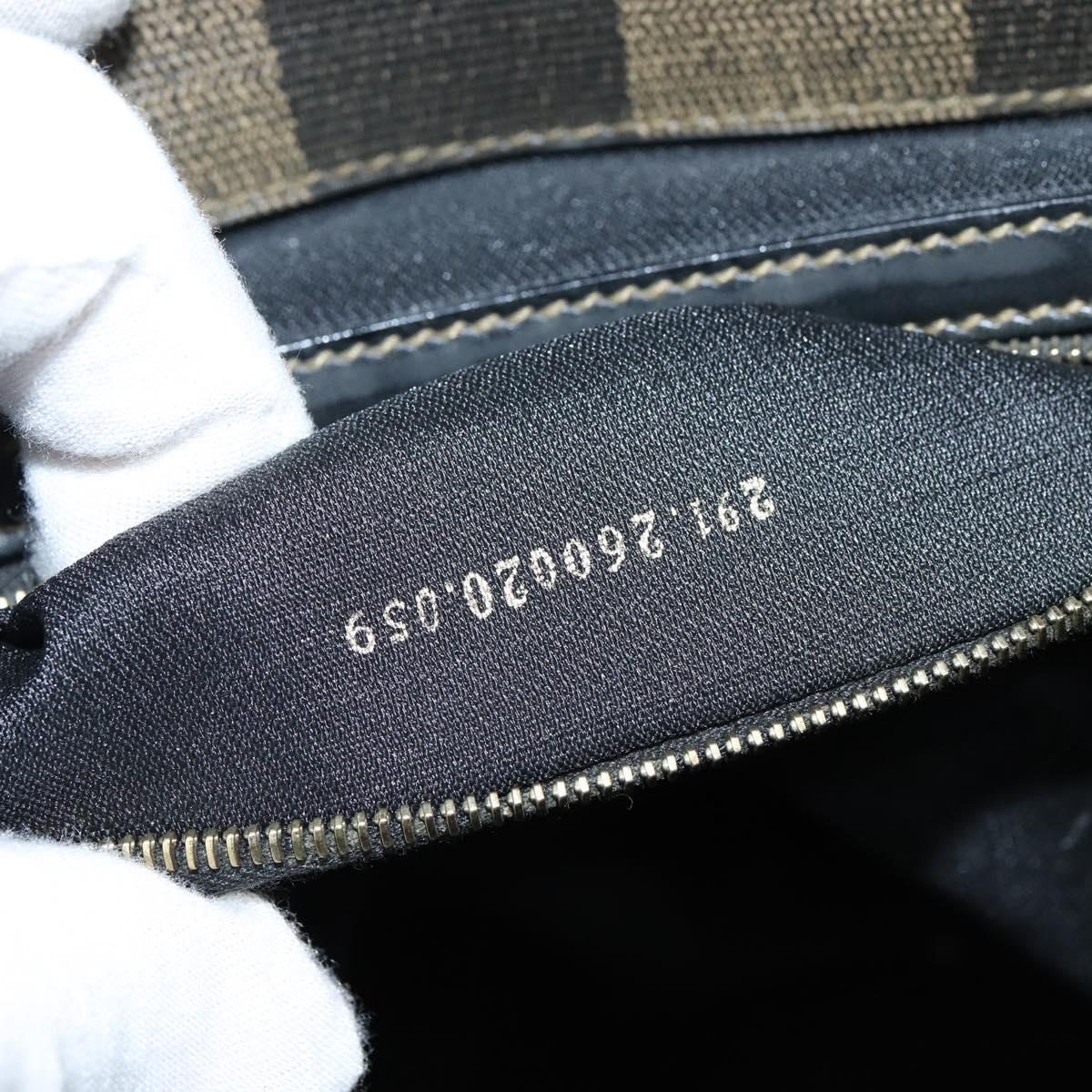 FENDI Pecan Canvas Hand Bag PVC 2way Black Brown Auth gh1157