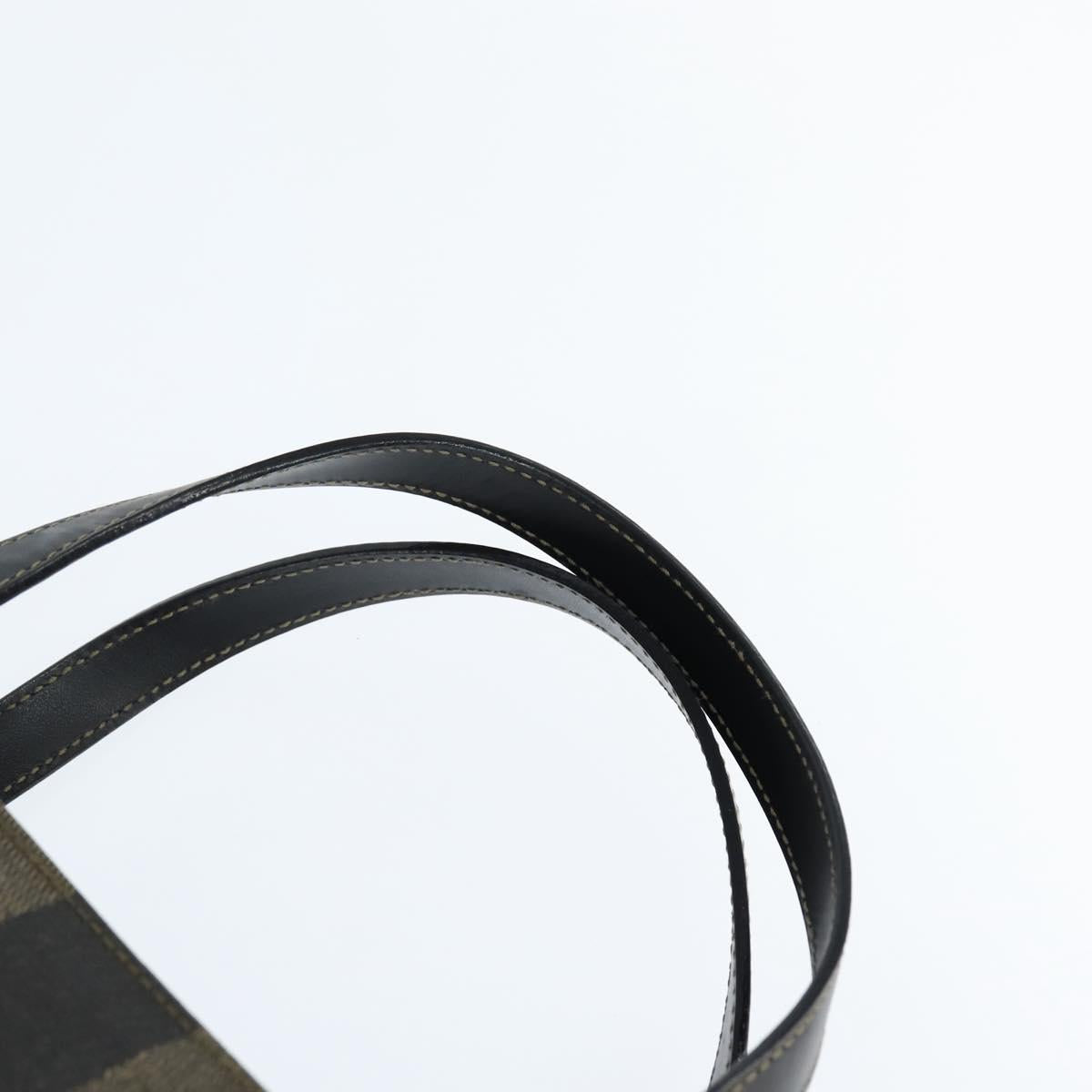 FENDI Pecan Canvas Hand Bag PVC 2way Black Brown Auth gh1157