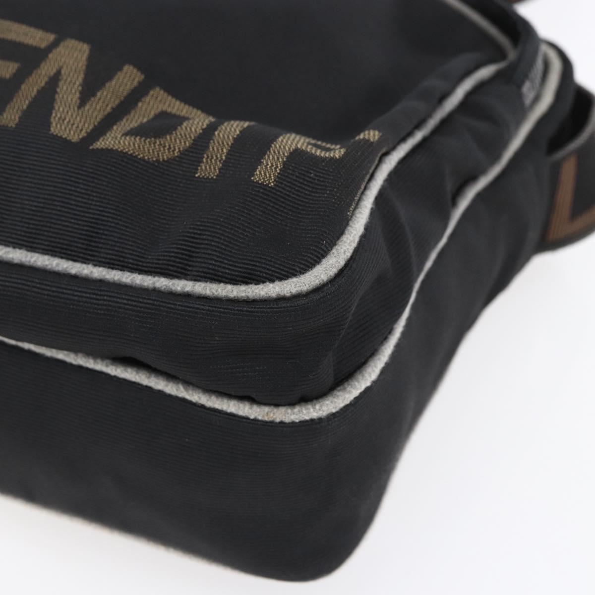 FENDI Shoulder Bag Nylon Black Gold Auth gh1158