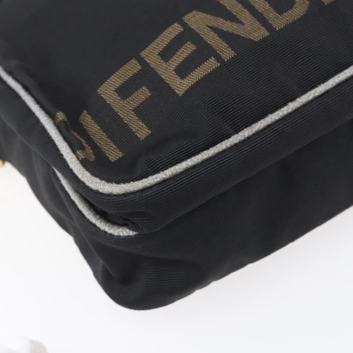 FENDI Shoulder Bag Nylon Black Gold Auth gh1158