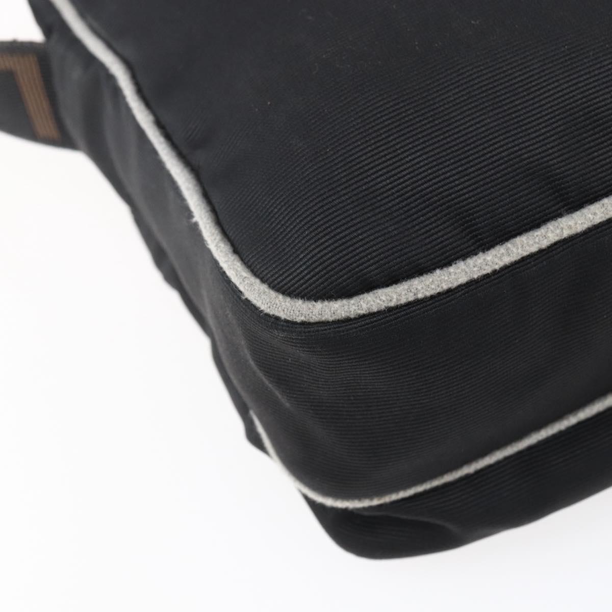 FENDI Shoulder Bag Nylon Black Gold Auth gh1158