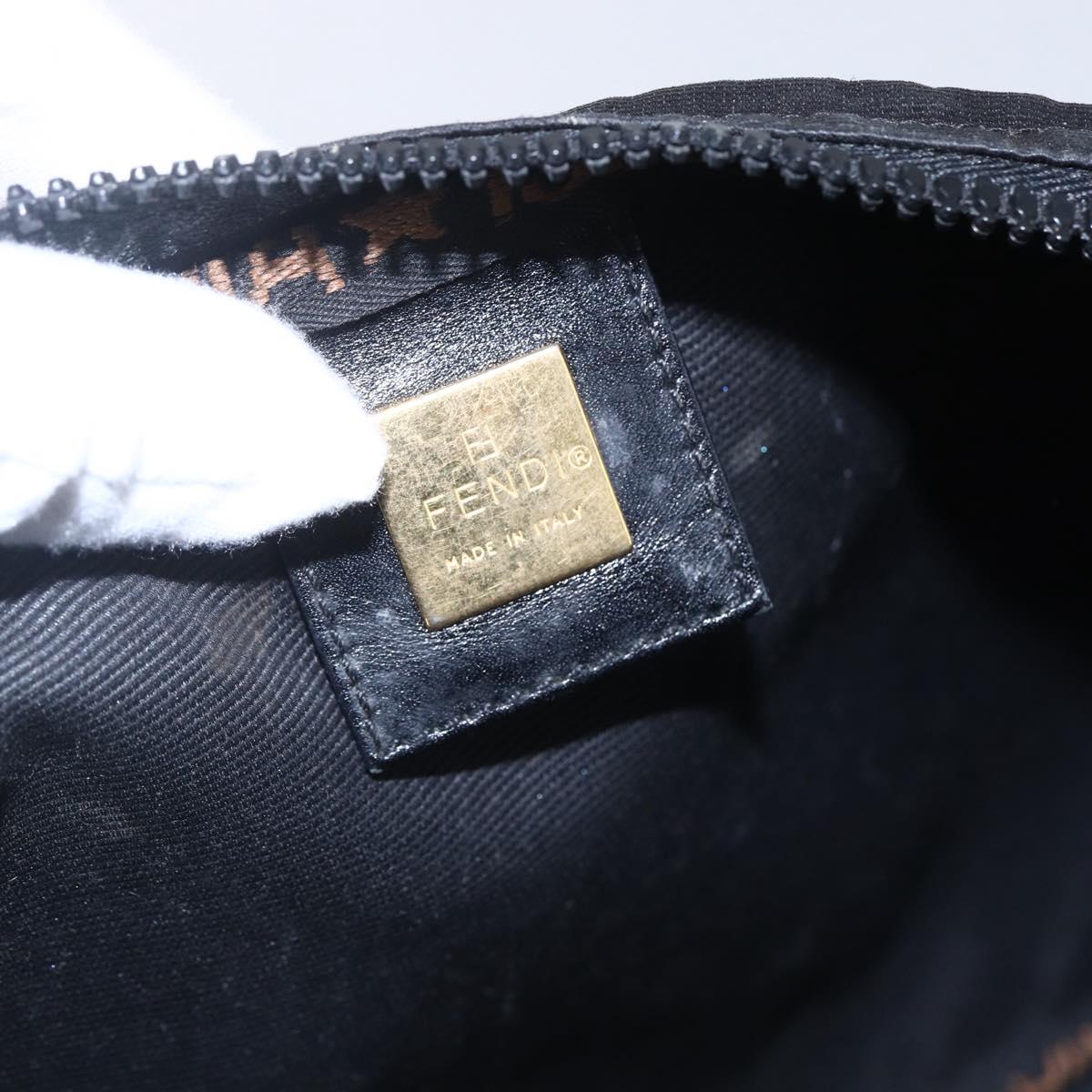 FENDI Shoulder Bag Nylon Black Gold Auth gh1158