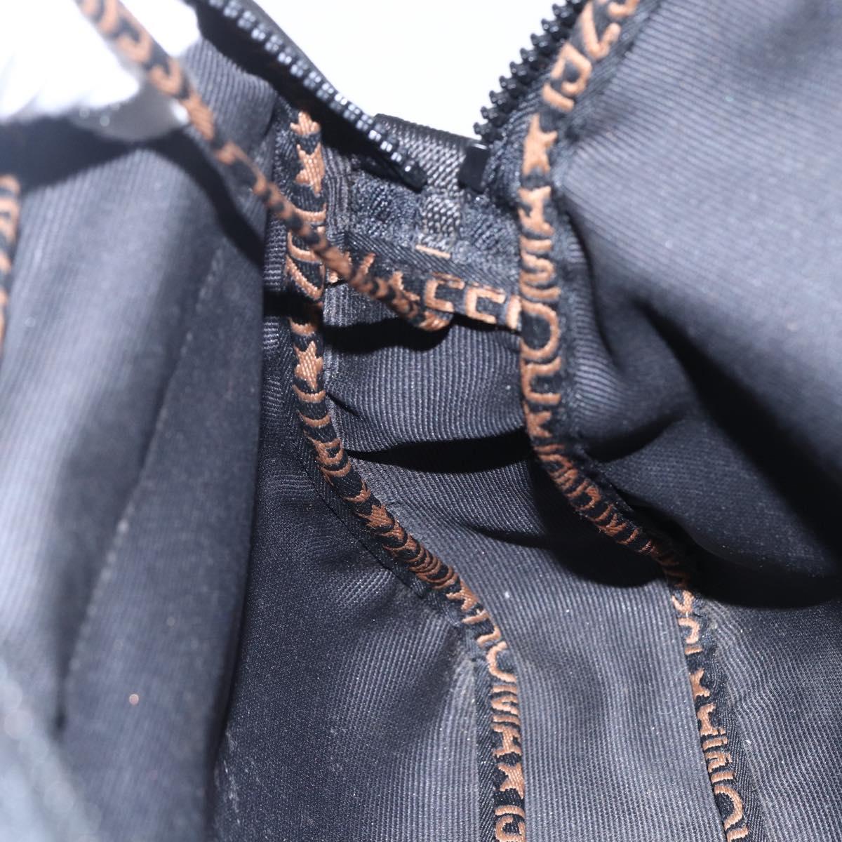 FENDI Shoulder Bag Nylon Black Gold Auth gh1158