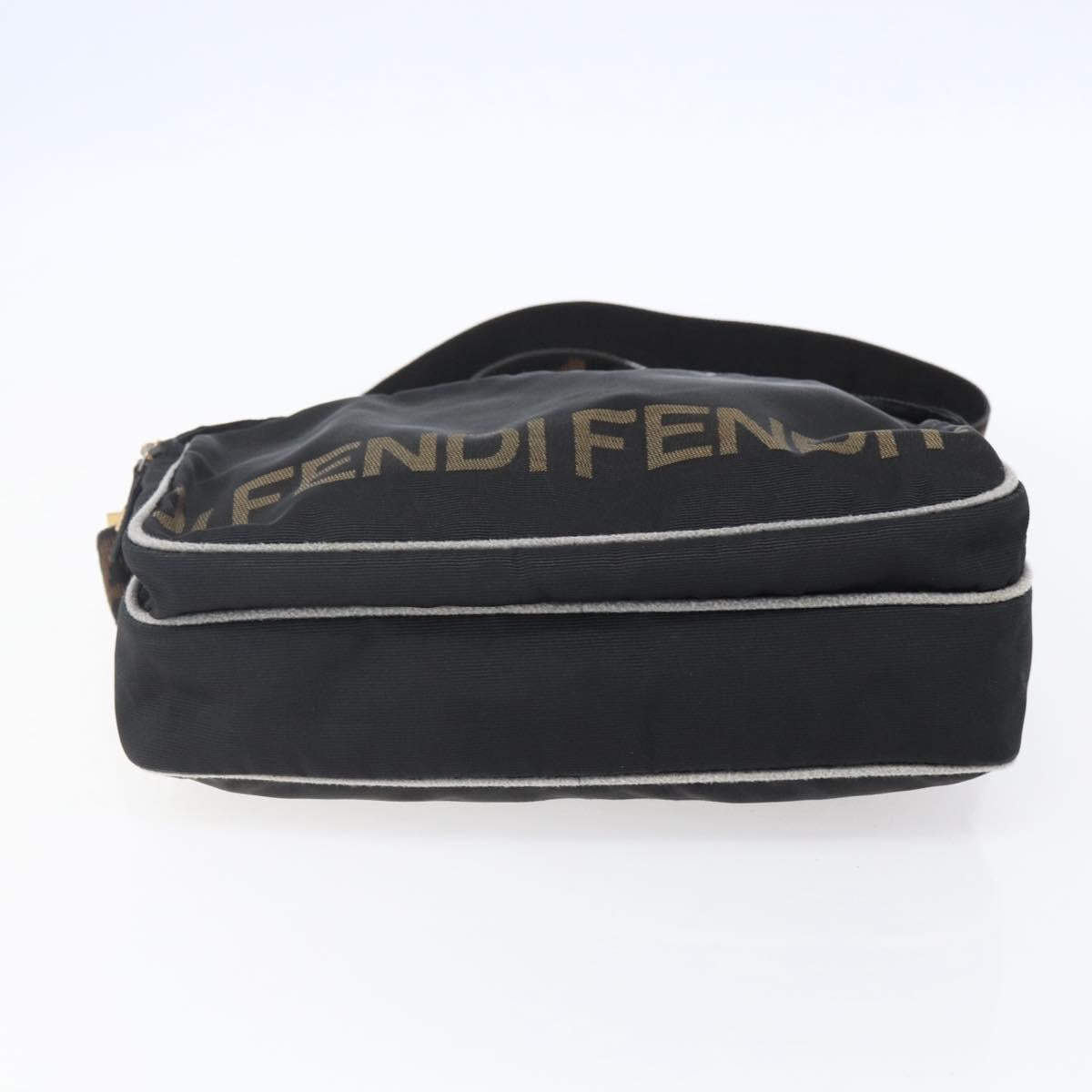 FENDI Shoulder Bag Nylon Black Gold Auth gh1158