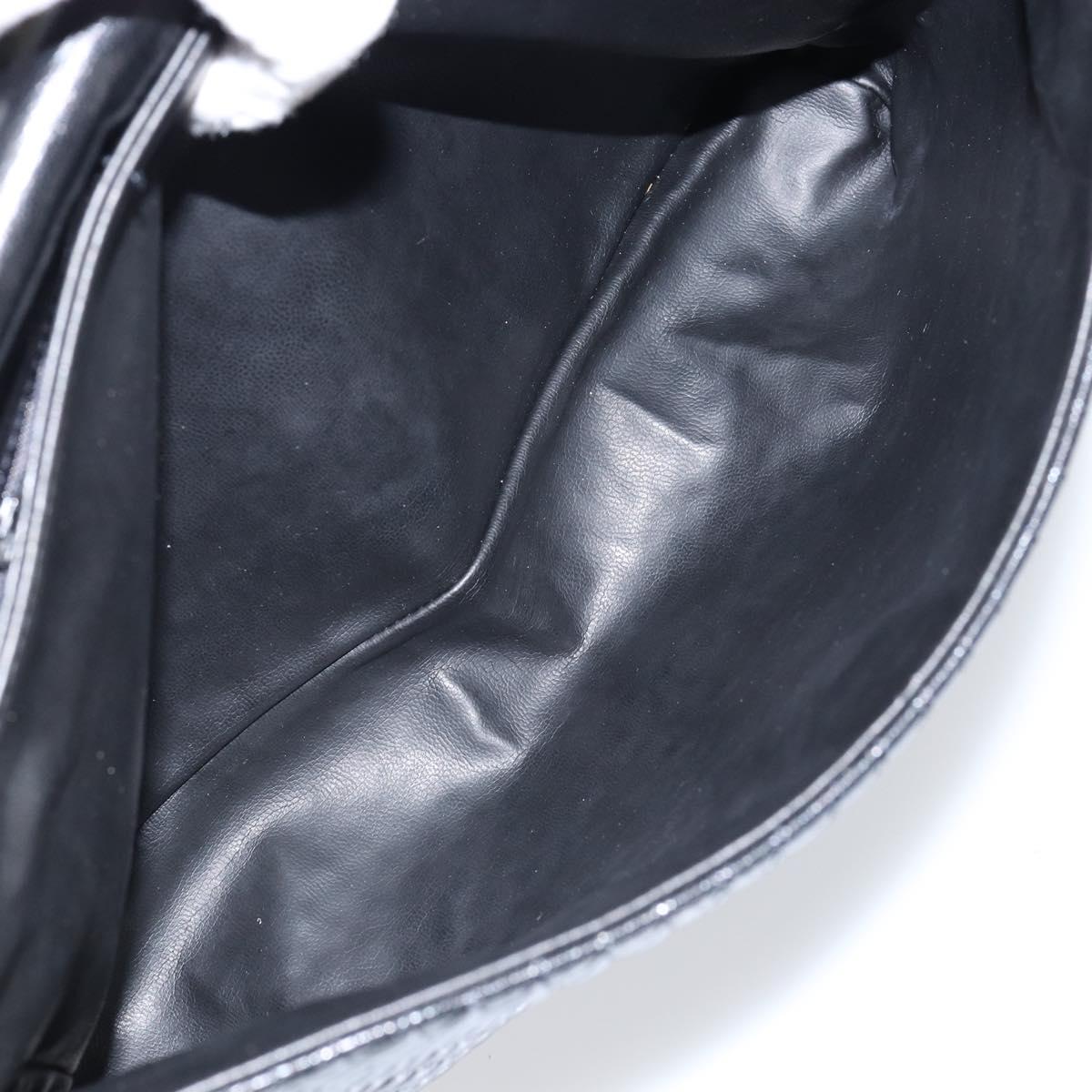 BALLY Quilted Hand Bag Leather Black Gold Auth gh1161