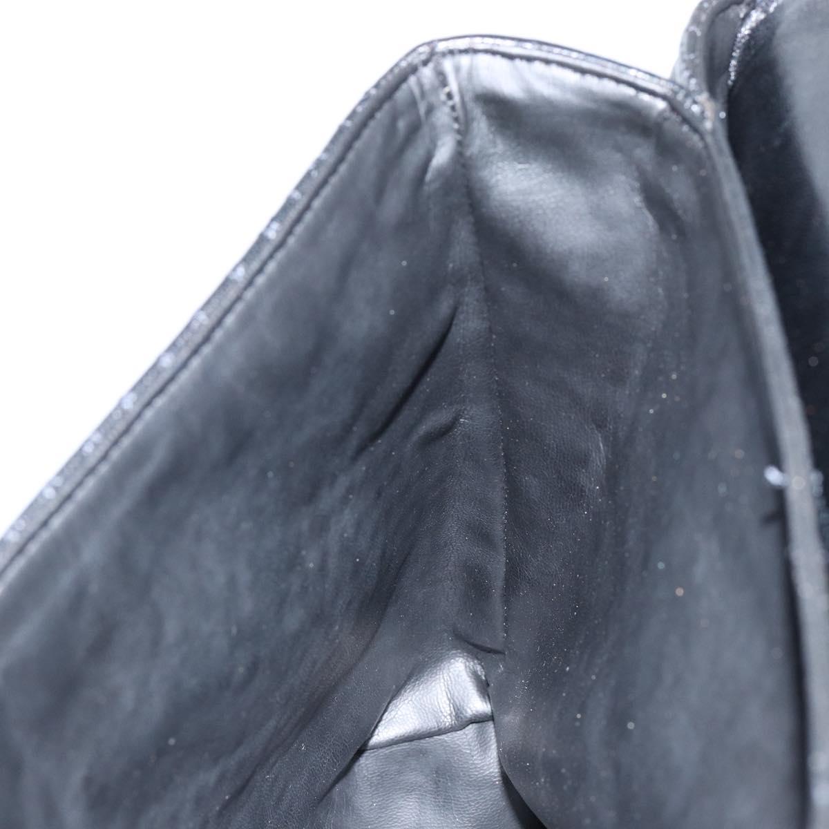 BALLY Quilted Hand Bag Leather Black Gold Auth gh1161