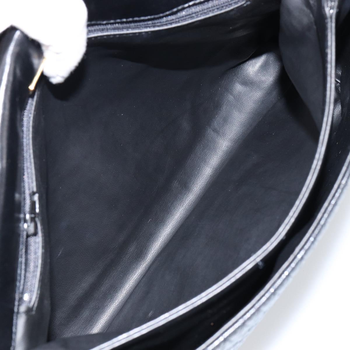 BALLY Quilted Hand Bag Leather Black Gold Auth gh1161