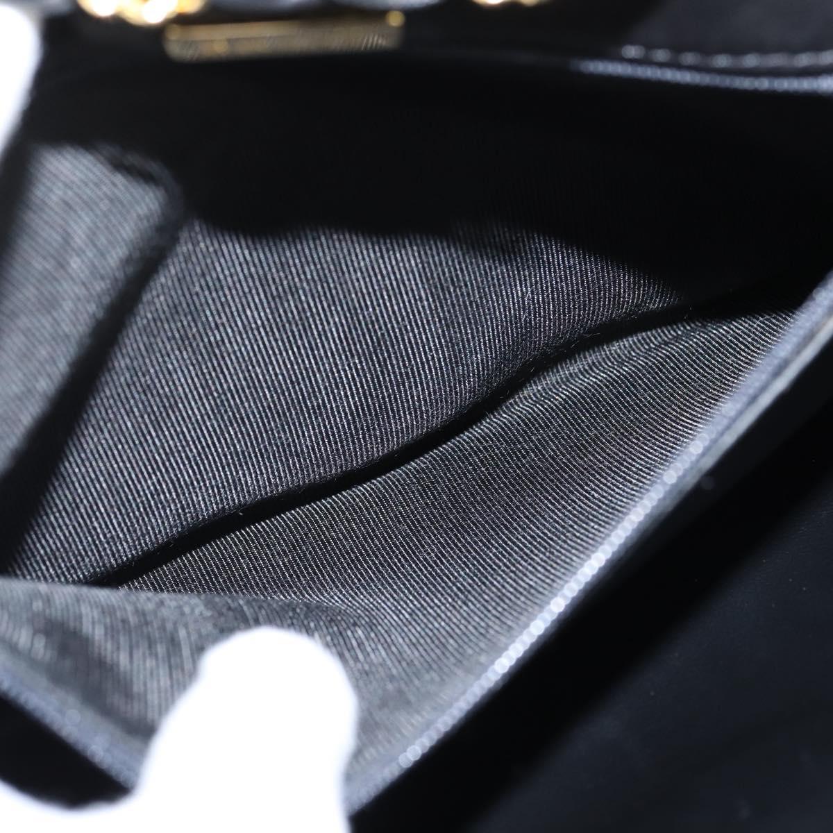 BALLY Quilted Chain Shoulder Bag Leather Black Gold Auth gh1162