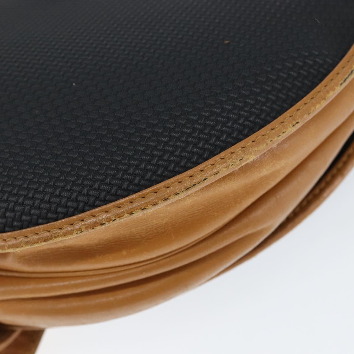 SAINT LAURENT Shoulder Bag Leather Black Gold Auth gh1165