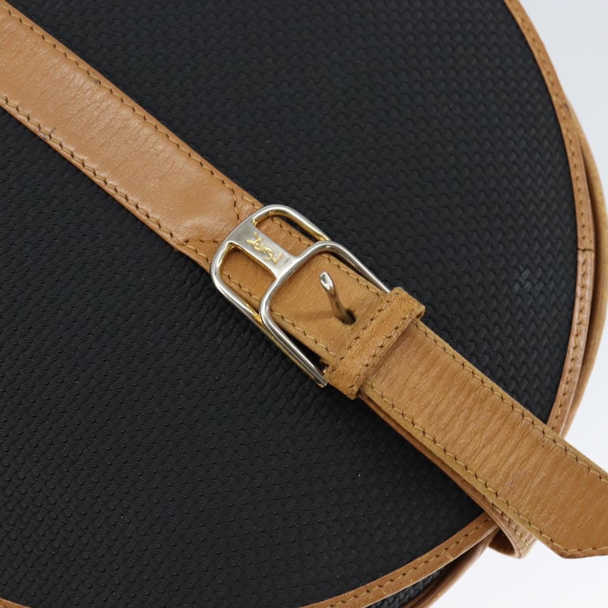 SAINT LAURENT Shoulder Bag Leather Black Gold Auth gh1165