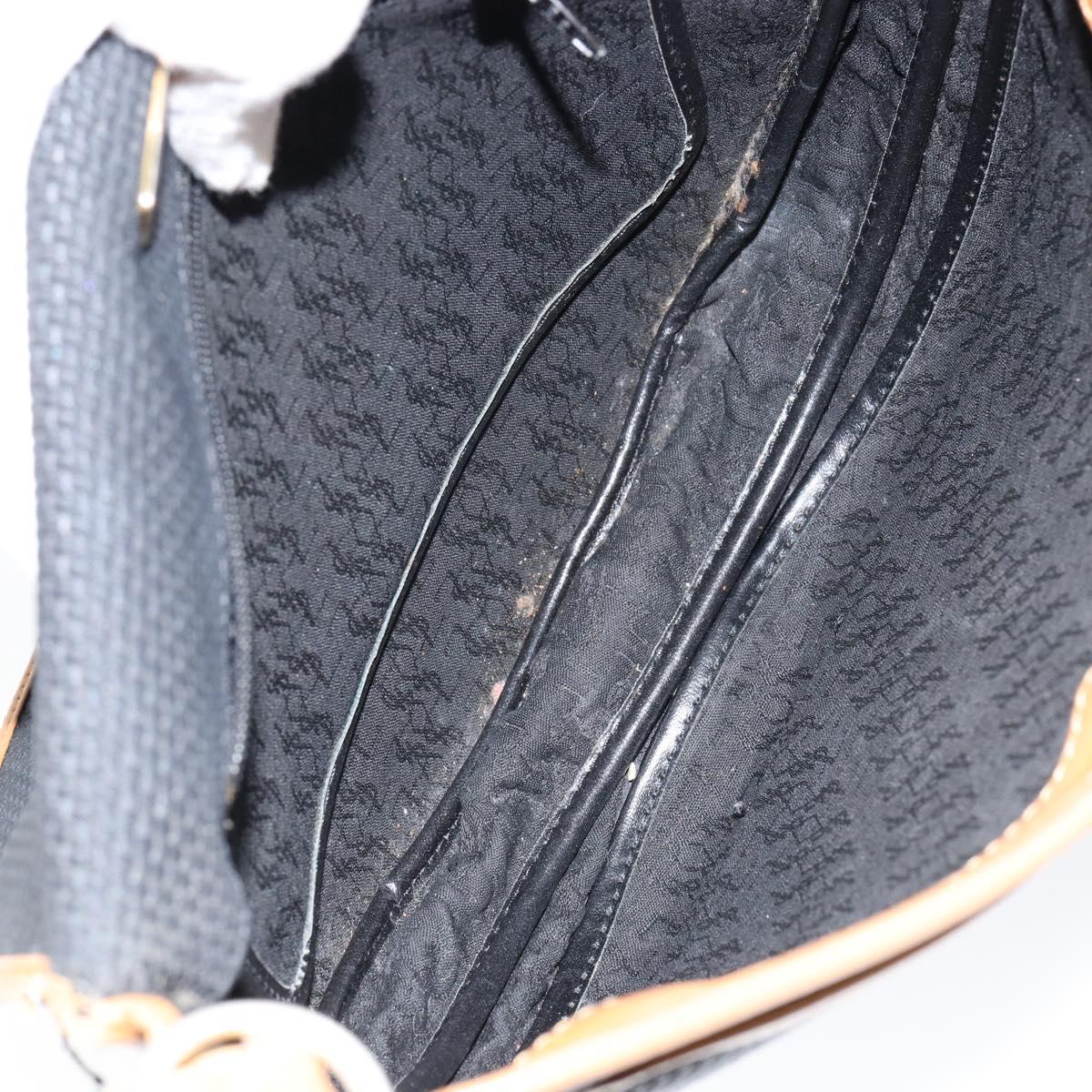 SAINT LAURENT Shoulder Bag Leather Black Gold Auth gh1165