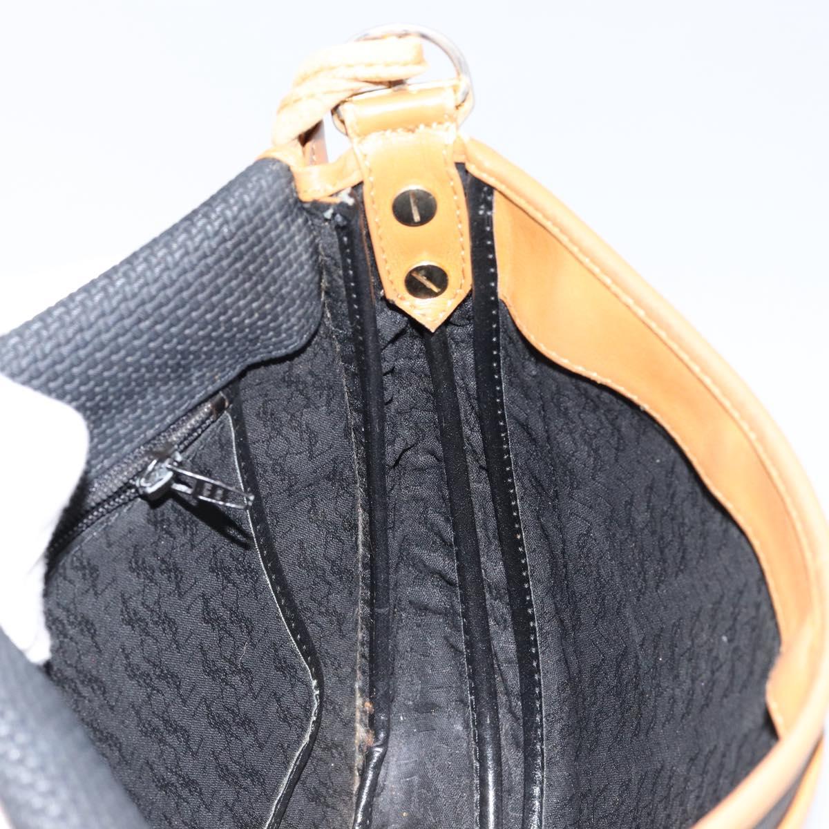 SAINT LAURENT Shoulder Bag Leather Black Gold Auth gh1165