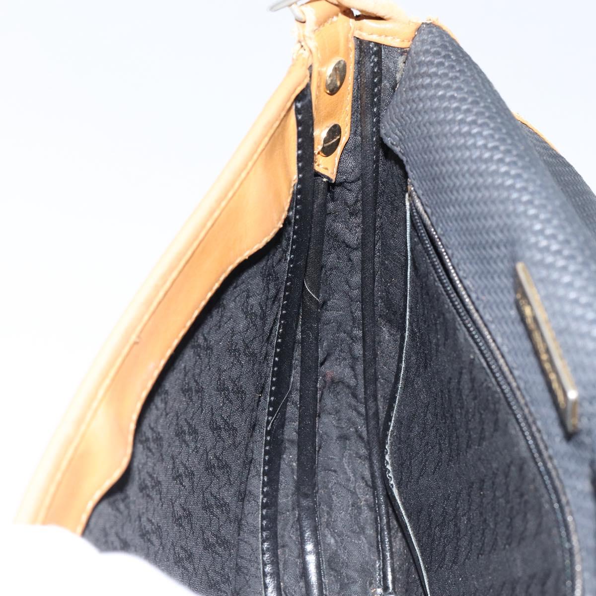 SAINT LAURENT Shoulder Bag Leather Black Gold Auth gh1165