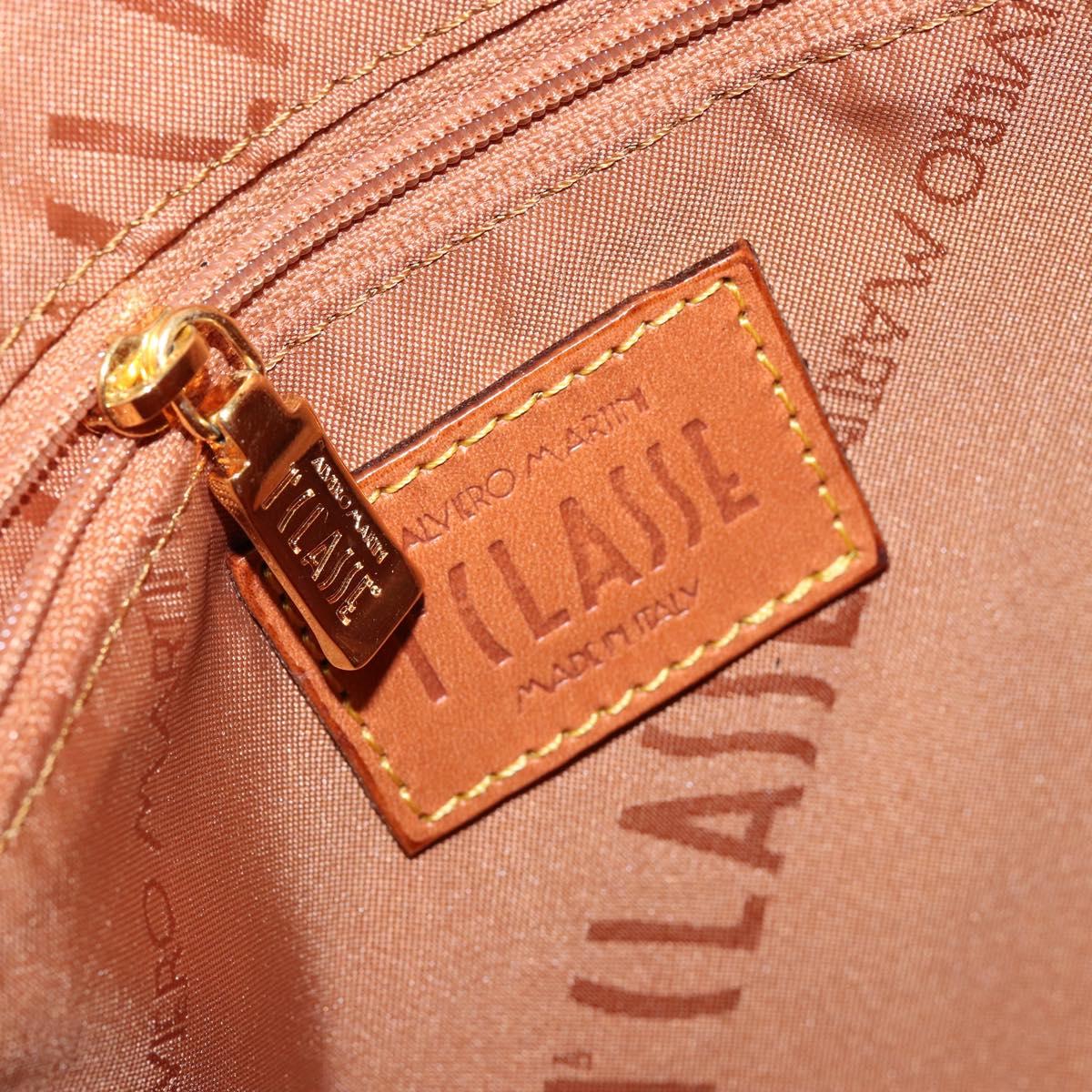 PRIMA CLASSE Shoulder Bag Leather PVC Beige Gold Auth gh1167