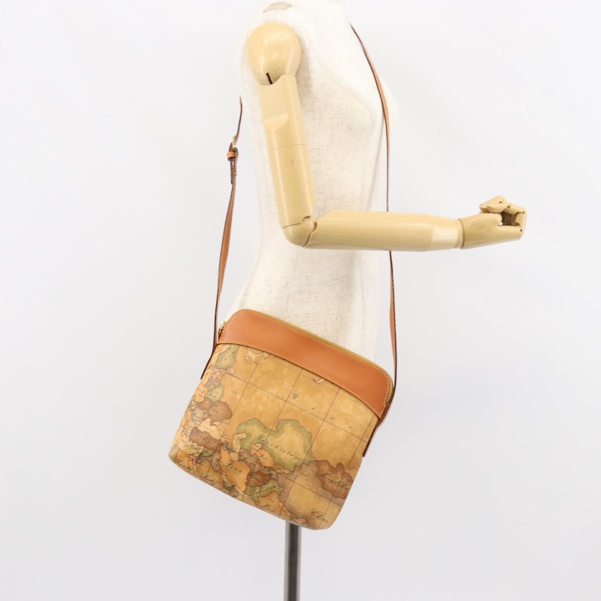 PRIMA CLASSE Shoulder Bag Leather PVC Beige Gold Auth gh1167