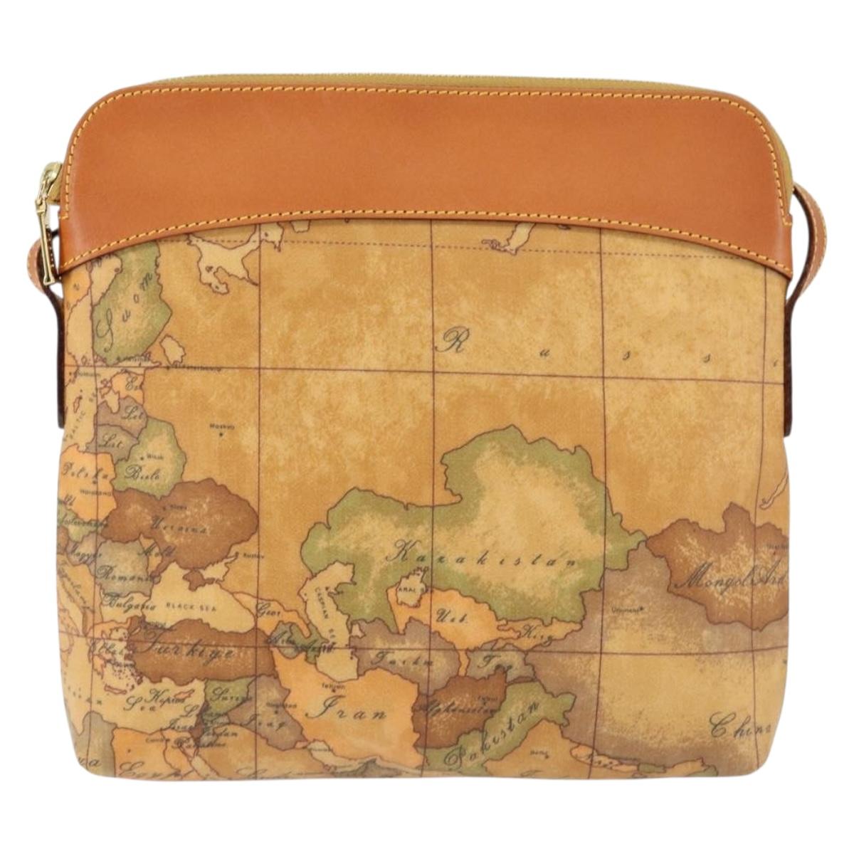 PRIMA CLASSE Shoulder Bag Leather PVC Beige Gold Auth gh1167