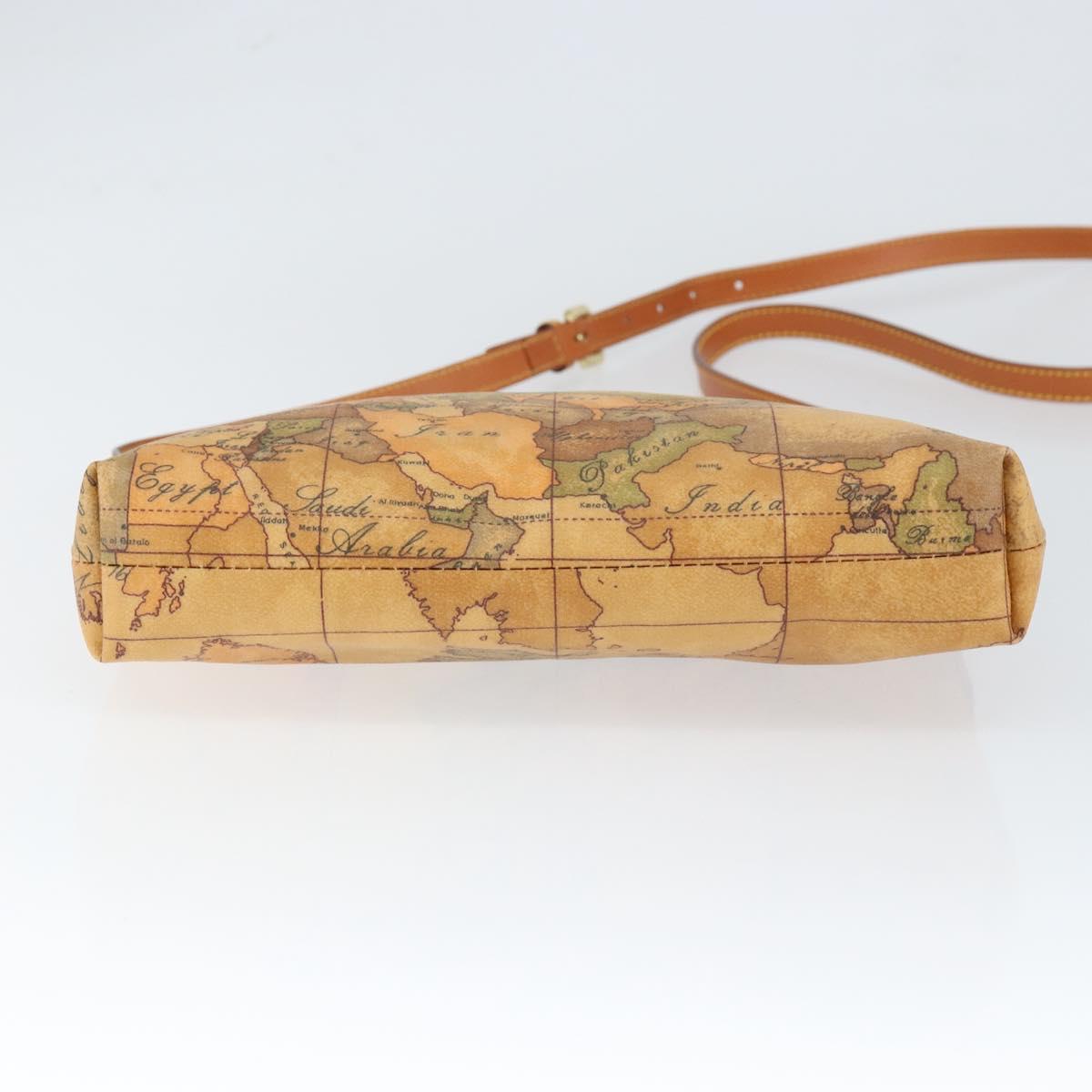 PRIMA CLASSE Shoulder Bag Leather PVC Beige Gold Auth gh1167