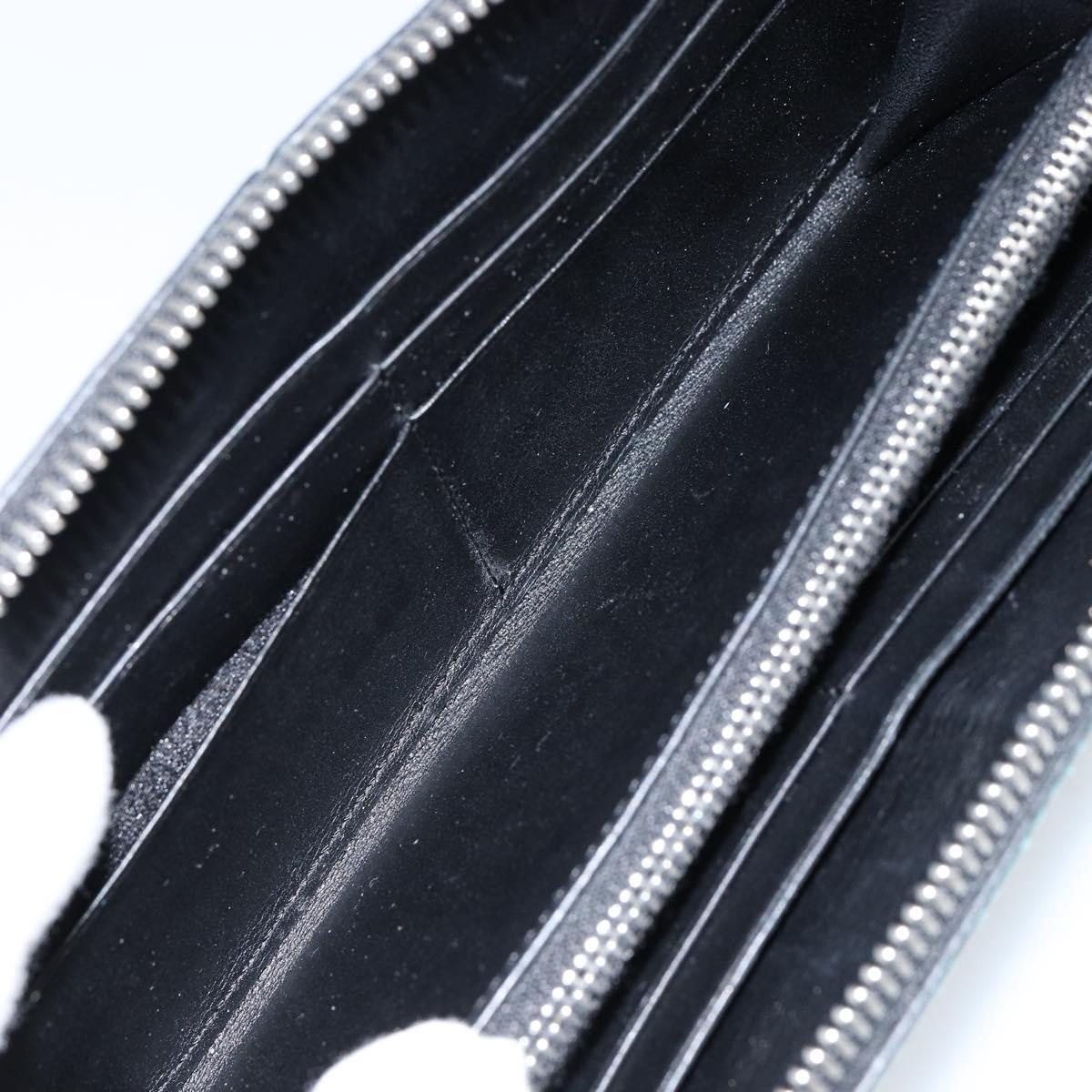 LOEWE Anagram Long Wallet Leather Blue Silver Auth gh1176