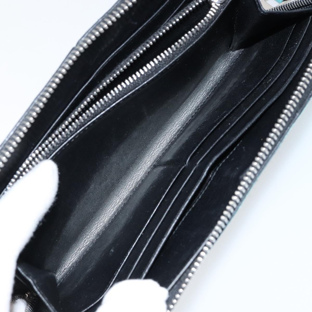 LOEWE Anagram Long Wallet Leather Blue Silver Auth gh1176