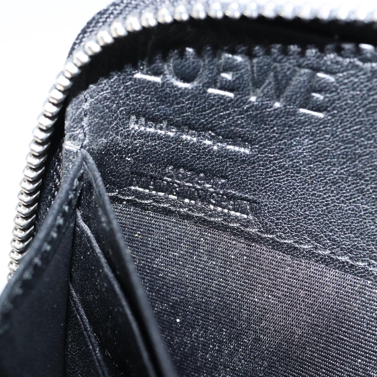 LOEWE Anagram Long Wallet Leather Blue Silver Auth gh1176