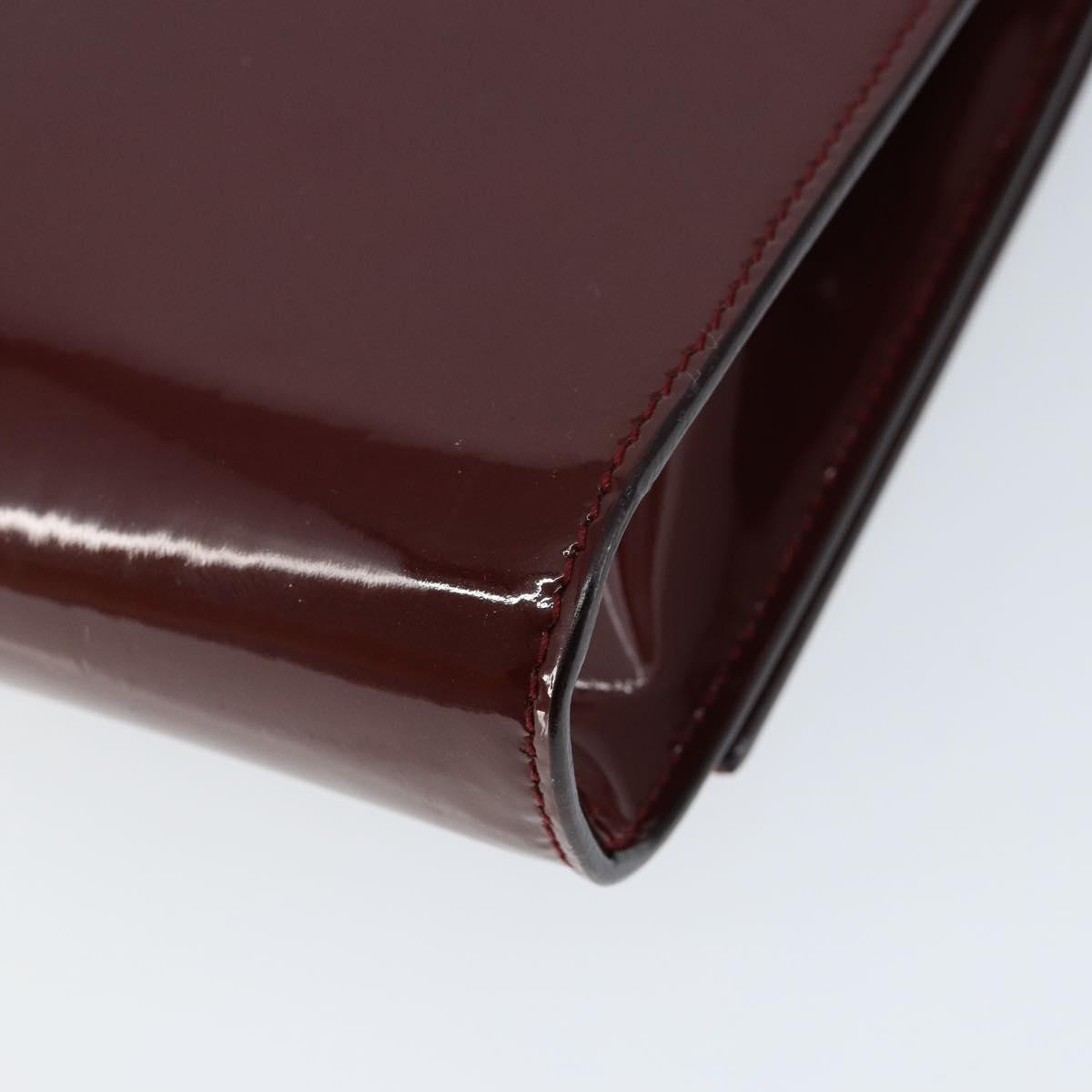 Salvatore Ferragamo Vala Chain Shoulder Bag Enamel Red Silver Auth gh1177